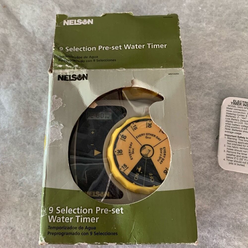Nelson 9 Selection Pre-set Water Timer WM5920J  *New,open box*